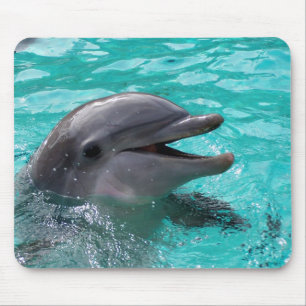 Dolphin head in aquamarine water mouse mat