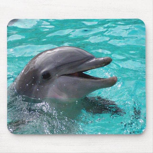 Dolphin head in aquamarine water mouse mat (Front)