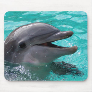 Dolphin head in aquamarine water mouse mat