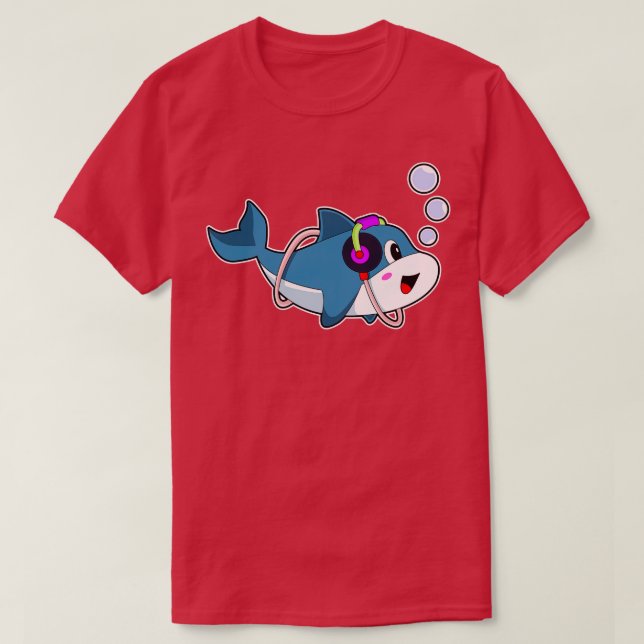 Dolphin Headphone Music T-Shirt (Design Front)
