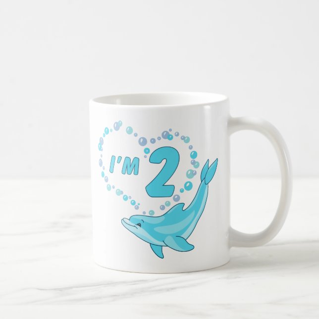 Dolphin Heart 2nd Birthday Coffee Mug (Right)