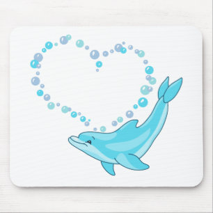 Dolphin Heart Mouse Mat
