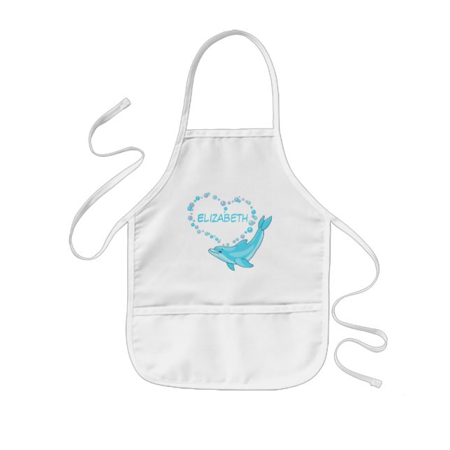 Dolphin Heart Personalised Kids Apron (Front)