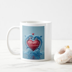 Dolphin Heart Valentine Ocean Love Romantic Coffee Mug