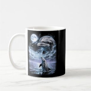 Dolphin Howling At Moon 90s Retro Sea Animal Coffee Mug