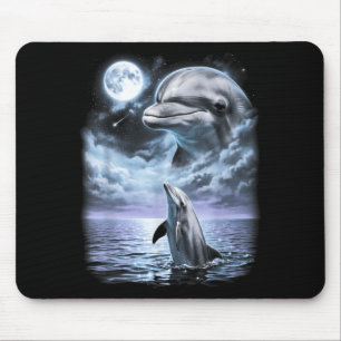 Dolphin Howling At Moon 90s Retro Sea Animal Mouse Mat