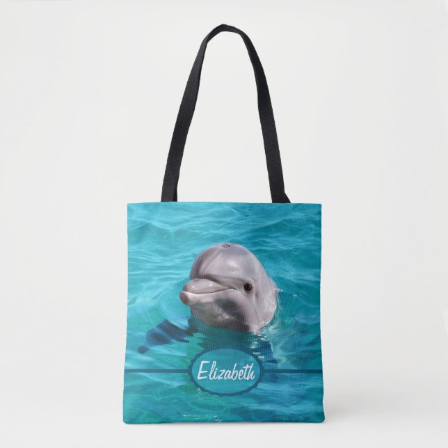 Dolphin in Blue Water Personalise Tote Bag (Front)