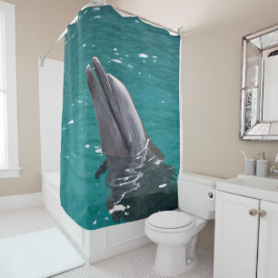 Dolphin In Green Shower Curtain