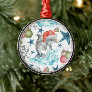 Dolphin in Santa Hat Christmas Ornament Keepsake