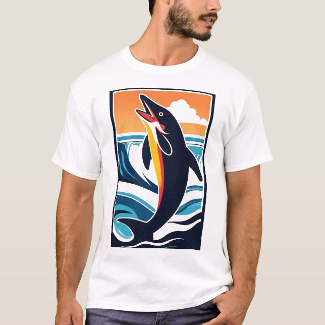 Dolphin in the Sea – Majestic Marine Life T-Shirt (Front)