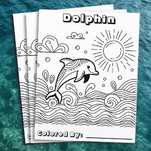 Dolphin in the Waves Kid's Colouring Page