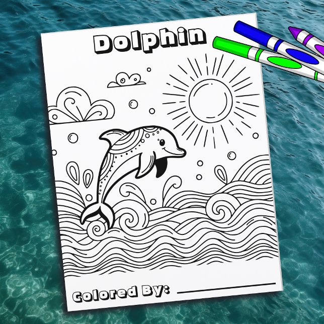 Dolphin in the Waves | Kid's Colouring Page (Creator Uploaded)