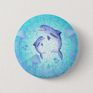 Dolphin, Jellyfish 6 Cm Round Badge