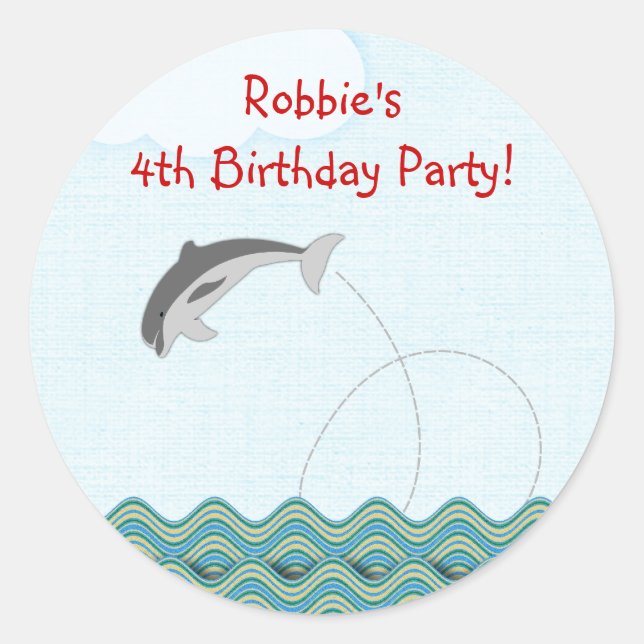 Dolphin Jumping For Joy Personalised Classic Round Sticker (Front)