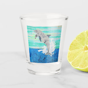 Dolphin Jumping Ocean Splashing Beach Lover Shot Glass