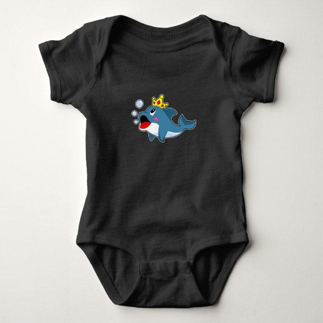 Dolphin King Crown Baby Bodysuit (Front)