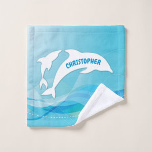 Dolphin Leaping in Ocean Personalised Wash Cloth