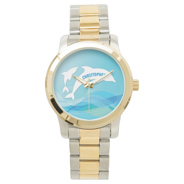 Dolphin Leaping in Ocean Personalised Watch (Front)