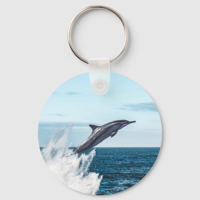 Dolphin leaping out of the ocean key ring (Front)