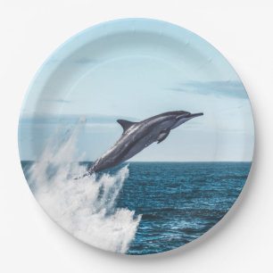 Dolphin leaping out of the ocean paper plate