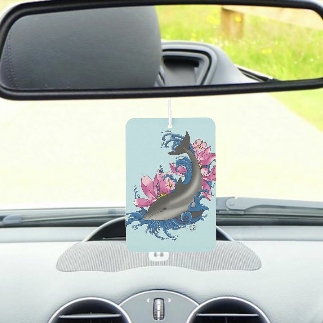 Dolphin Lotus Flowers Cherry Blossoms Car Air Freshener (Creator Uploaded)