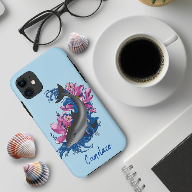 Dolphin Lotus Flowers Cherry Blossoms Case-Mate iPhone Case (Creator Uploaded)