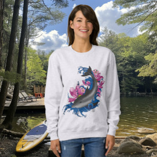 Dolphin Lotus Flowers Cherry Blossoms Sweatshirt
