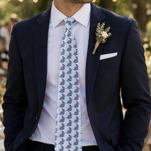 Dolphin Lotus Flowers Cherry Blossoms  Tie