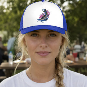 Dolphin Lotus Flowers Cherry Blossoms Trucker Hat