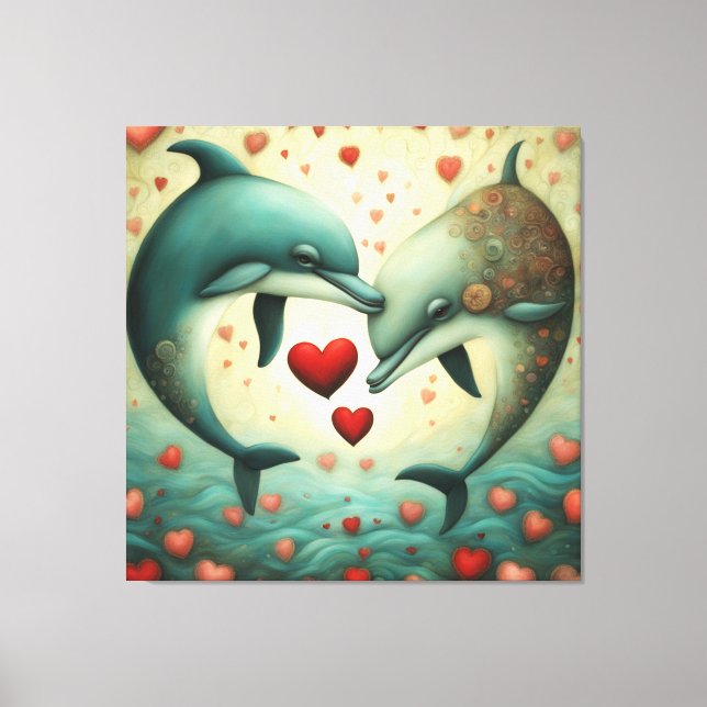 Dolphin Love 2 Canvas Print (Front)