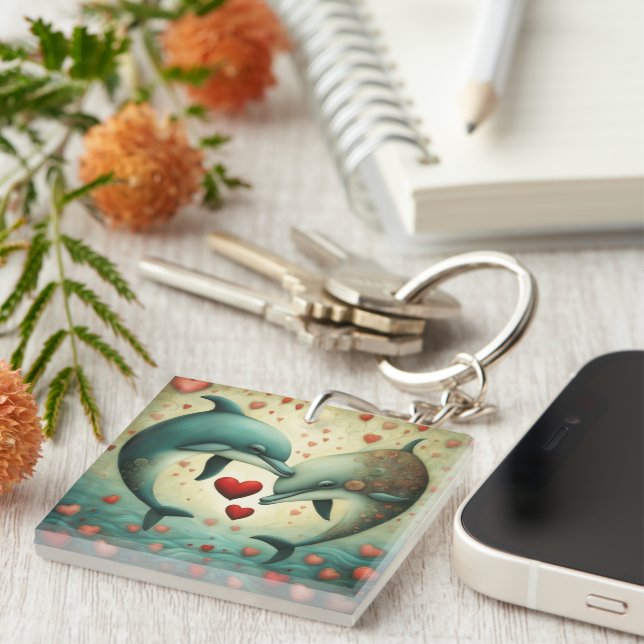 Dolphin Love 2 Key Ring (Front Right)