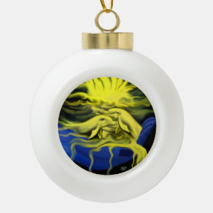 Dolphin Love Ceramic Ball Christmas Ornament