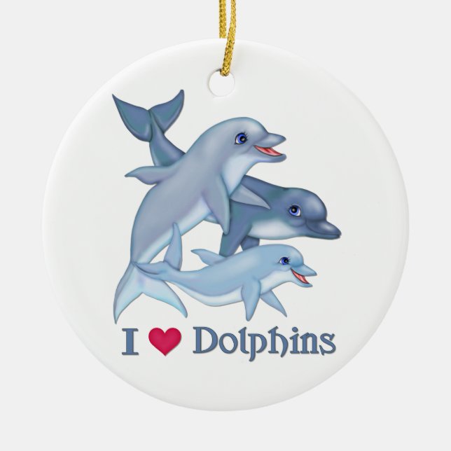 Dolphin Love Ceramic Tree Decoration (Front)