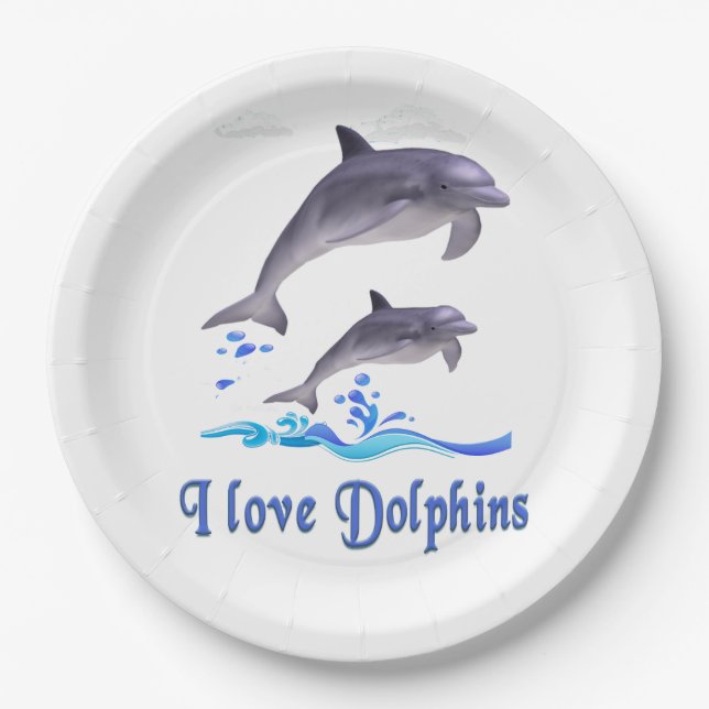 Dolphin Love Paper Plate (Front)