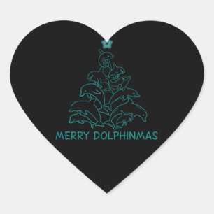 Dolphin Lover Gift Dolphin Merry Christmas Tree Heart Sticker