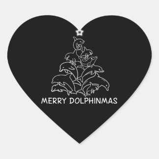 Dolphin Lover Gift| Dolphin Merry Christmas Tree Heart Sticker