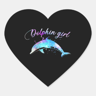 Dolphin Lover Gift| Galaxy Dolphin Girl Heart Sticker