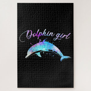 Dolphin Lover Gift Galaxy Dolphin Girl Jigsaw Puzzle