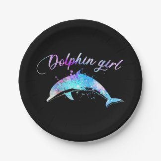 Dolphin Lover Gift| Galaxy Dolphin Girl Paper Plate
