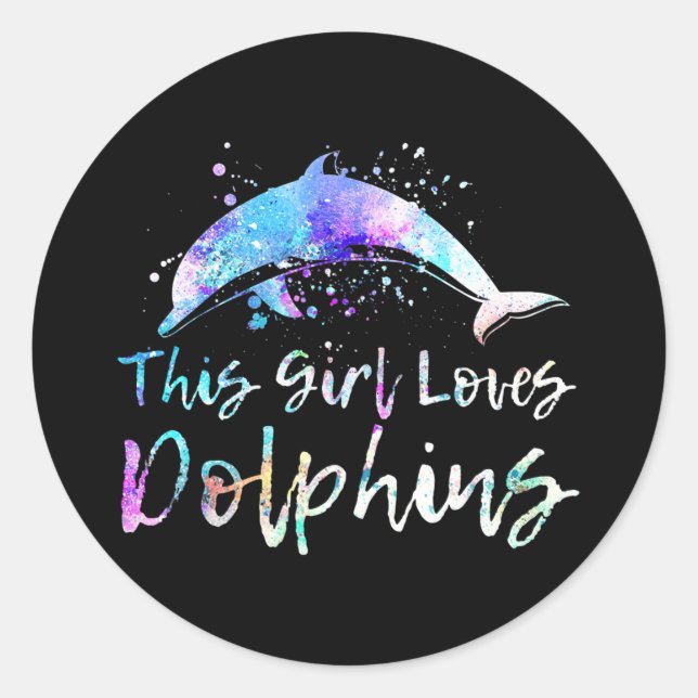 dolphin lover gift this girl loves dolphins classic round sticker (Front)