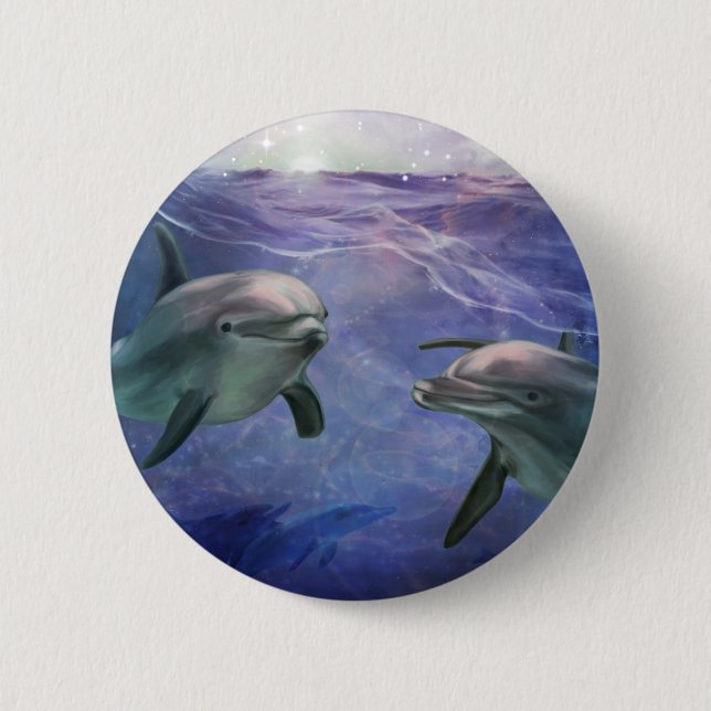Dolphin Magic 6 Cm Round Badge (Front)