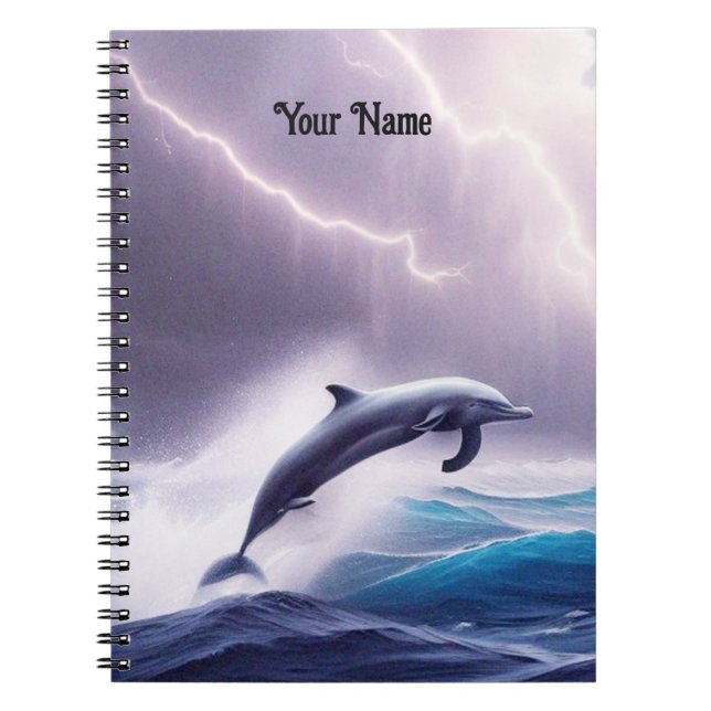 Dolphin Magic in a Stormy Sea: A Captivating Scene Notebook (Front)