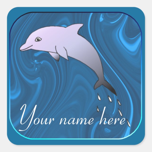 Dolphin Magnet Square Sticker (Front)