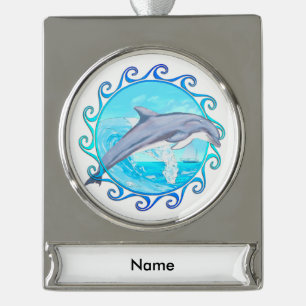 Dolphin Maori Sun Silver Plated Banner Ornament