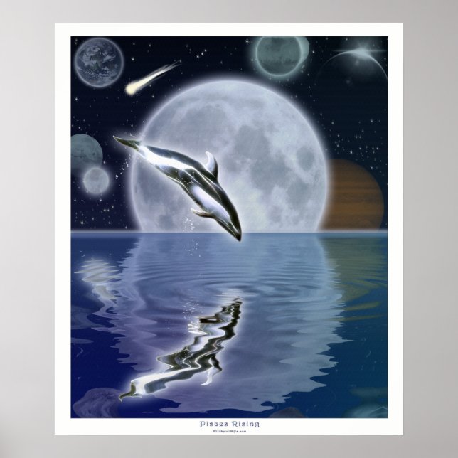 DOLPHIN & MOON II Fantasy Art Poster (Front)