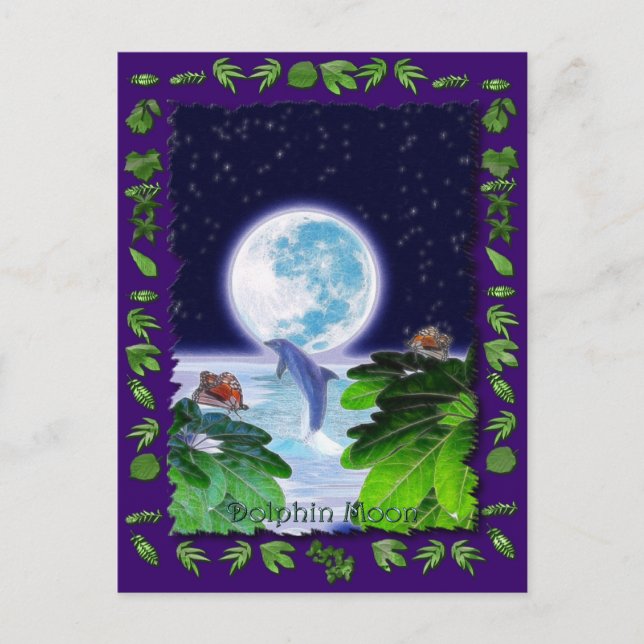 DOLPHIN MOON Paradise Art Series Postcard (Front)