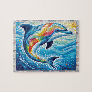 Dolphin Mosaic, Ocean, Tiles, Gift, Jigsaw Puzzle