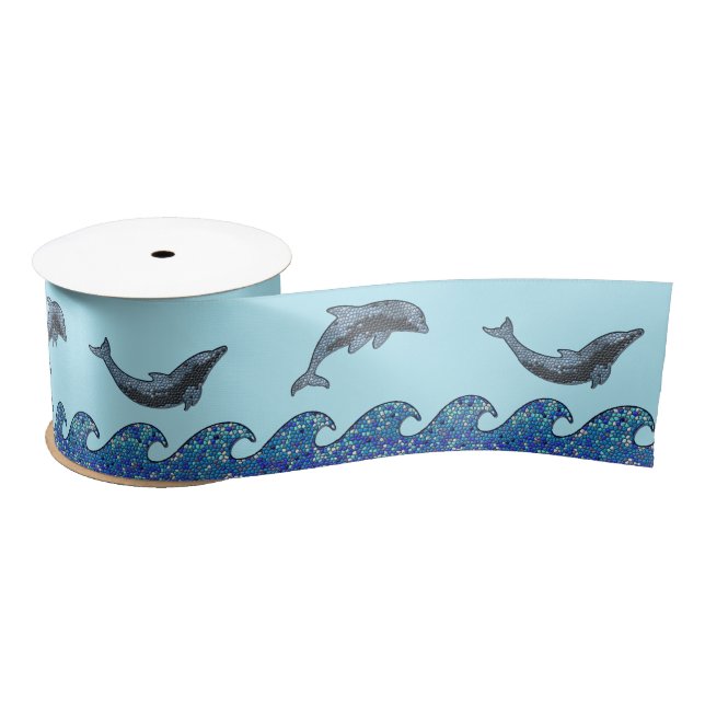 dolphin mosaic satin ribbon (Spool)