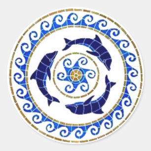 Dolphin - Mosaic Tile Classic Round Sticker