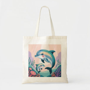 Dolphin Mum and Baby Tote Bag